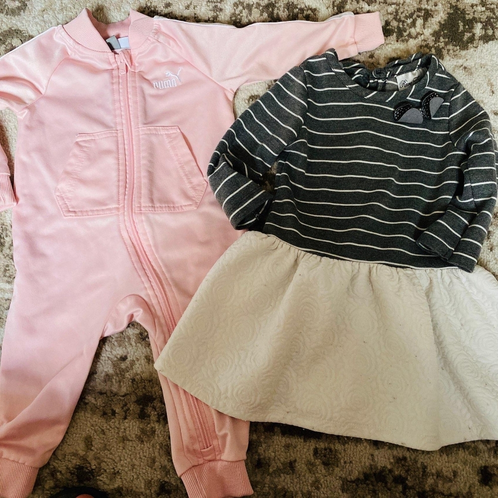 Baby PUMA, track suit & FREE dress, 6-9M.